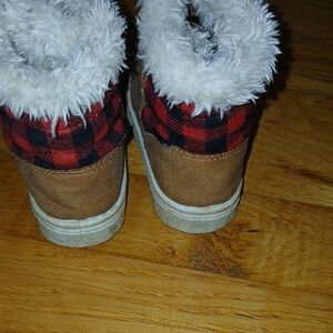 Oomphies Brown and Red Plaid Kids Boots